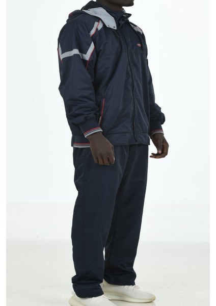 Lacivert Erkek Yarım Balıkçı Yaka Kapşonlu Marathon Büyük Beden Eşofman Takım 2391L fırsatları