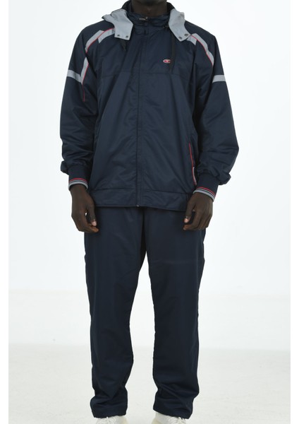 Lacivert Erkek Yarım Balıkçı Yaka Kapşonlu Marathon Büyük Beden Eşofman Takım 2391L indirimleri