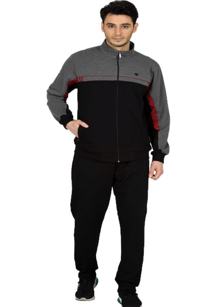 Siyah Erkek Yarım Balıkçı Yaka Büyük Beden Eşofman Takımı EDY201433S indirimleri