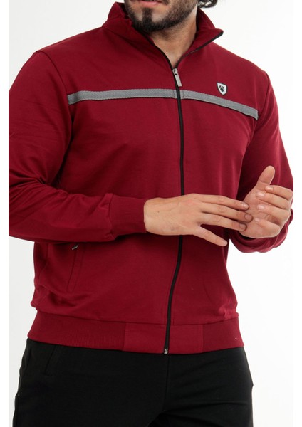 Bordo Erkek Yarım Balıkçı Yaka Fermuarlı Büyük Beden Eşofman Takım EDY201462B-B fiyatları