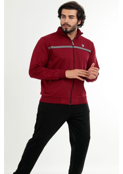 Bordo Erkek Yarım Balıkçı Yaka Fermuarlı Büyük Beden Eşofman Takım EDY201462B-B fırsatları