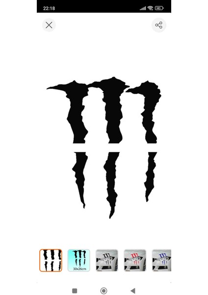Far Için Monster Pençe - Oto Sticker - 17X20 cm Siyah