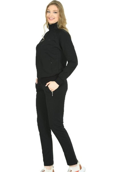Trend Hill Siyah Kadın Balıkçı Yaka Boydan Fermuarlı Büyük Beden Eşofman Takımı EDY201836B modelleri
