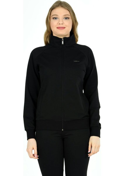 Trend Hill Siyah Kadın Balıkçı Yaka Boydan Fermuarlı Büyük Beden Eşofman Takımı EDY201836B indirimleri