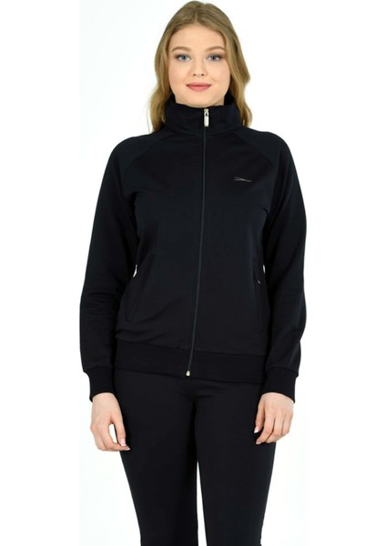 Trend Hill Lacivert Kadın Balıkçı Yaka Boydan Fermuarlı Büyük Beden Eşofman Takımı EDY201836B fiyatları