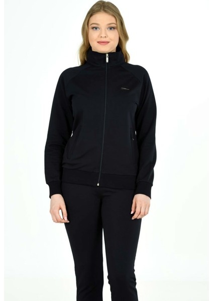 Trend Hill Lacivert Kadın Balıkçı Yaka Boydan Fermuarlı Büyük Beden Eşofman Takımı EDY201836B modelleri