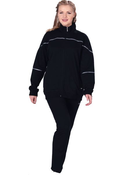 Lacivert Kadın Balıkçı Yaka Fermuarlı Eşofman Takımı (Battal Boy) (201802) indirimleri