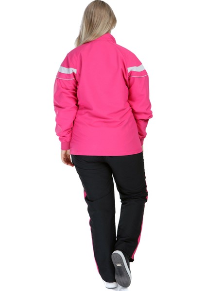 Pembe Kadın Yarım Balıkçı Yaka Boydan Fermuarlı Büyük Beden Eşofman Takımı EDY958P fırsatları