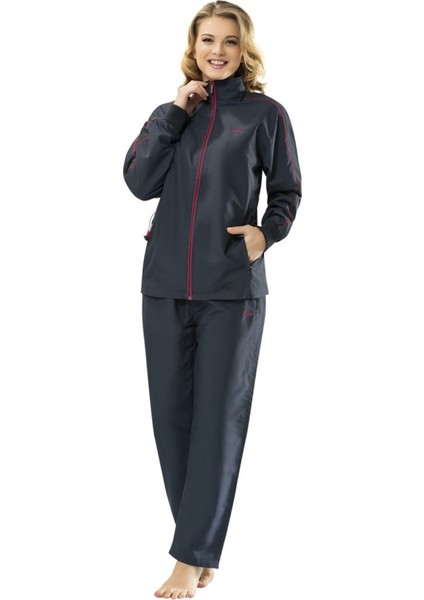 Antrasit Kadın Balıkçı Yaka Büyük Beden Eşofman Takımı EDY950A