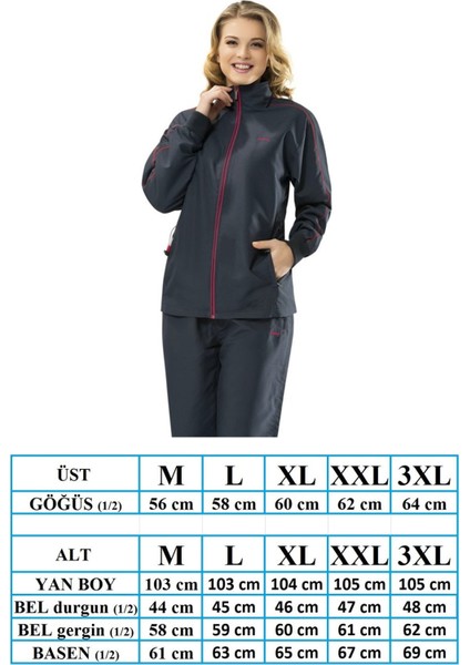 Antrasit Kadın Balıkçı Yaka Büyük Beden Eşofman Takımı EDY950A indirimleri