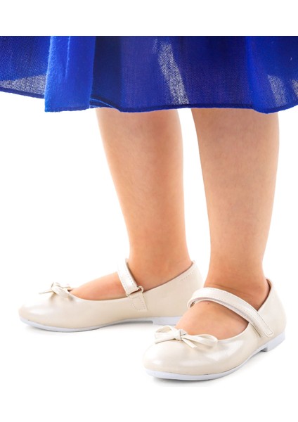 Barbe Cilt Fiyonklu Cırtlı Kız Çocuk Babet Ayakkabı