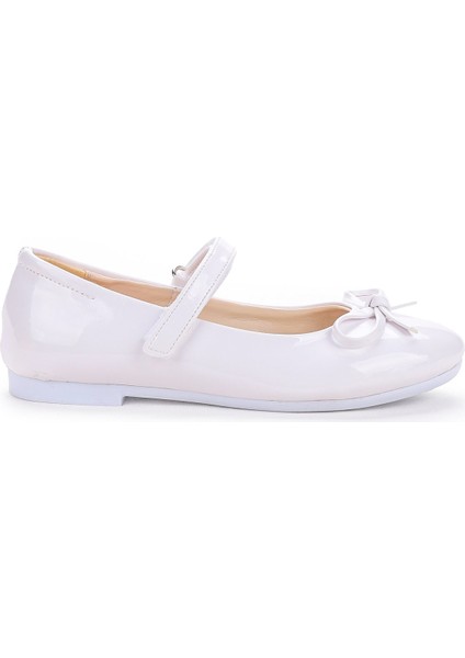 Fiyonklu Cırtlı Kız Çocuk Babet Ayakkabı 201 Rugan Beyaz fırsatları