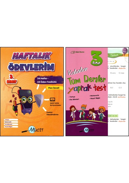 Mucit 3. Sınıf Haftalık Ödevlerim+Yaprak Test 2 Kitap