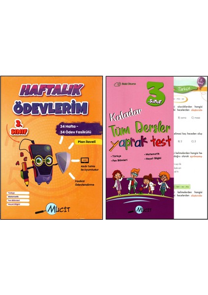 Mucit 3. Sınıf Haftalık Ödevlerim+Yaprak Test 2 Kitap