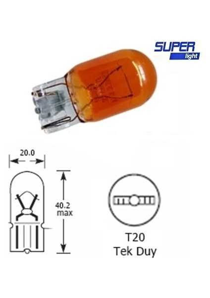 T20 Dipsiz Amber Park Ampulü Tek Duy