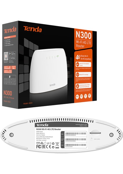 Dexter Tenda 4G03 N300 300 Mbps 4g Lte Sim Kart Girişli Router