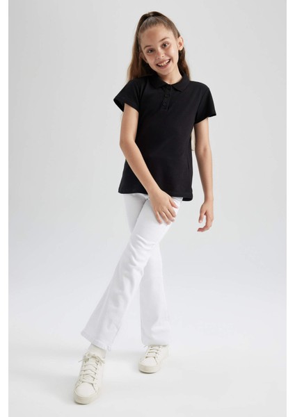 Kız Çocuk Kırmızı Pamuklu Kısa Kollu Polo Okul TIŞÖRTÜ B0671A823SM fiyatları