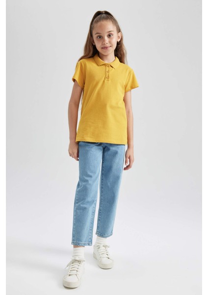 Kız Çocuk Kırmızı Pamuklu Kısa Kollu Polo Okul TIŞÖRTÜ B0671A823SM fiyatları