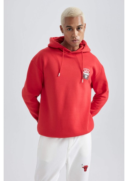 Fit NBA Chicago Bulls Boxy Fit Kapüşonlu Kalın Sweatshirt Z4629AZ23AU modelleri