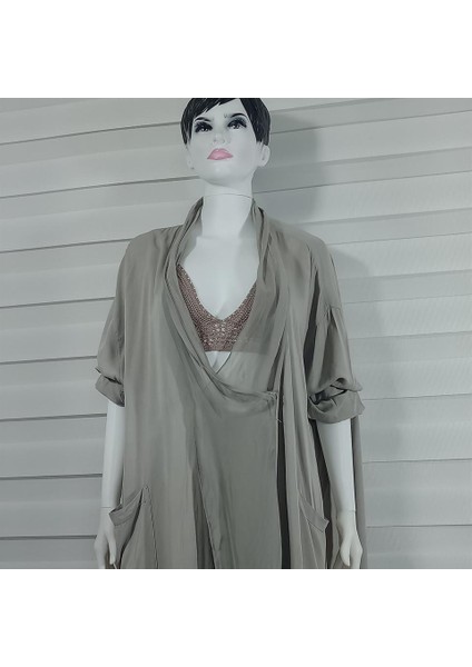 Italyan Ipek Detaylı Oversize Kap Bluz- Wes Pantolon Takım fiyatları