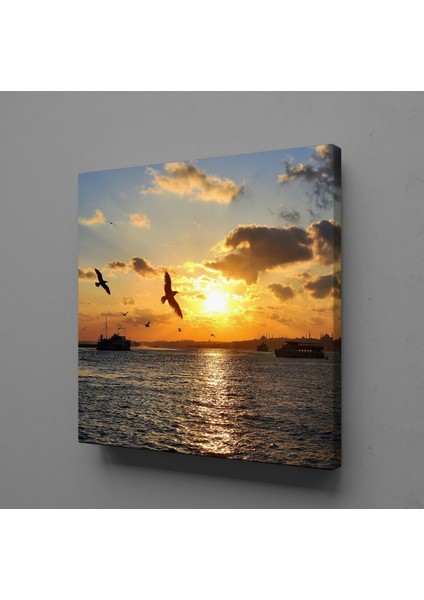 Gün Doğuşu ve Batışı Kuşlar Kanvas Tablo 60X60CM