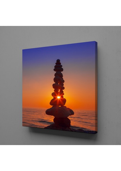 Gün Doğuşu ve Batışı Taşlar Kanvas Tablo 40X40CM