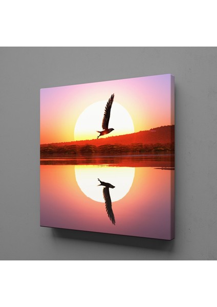 Gün Doğuşu ve Batışı Kuş Kanvas Tablo 110X110CM