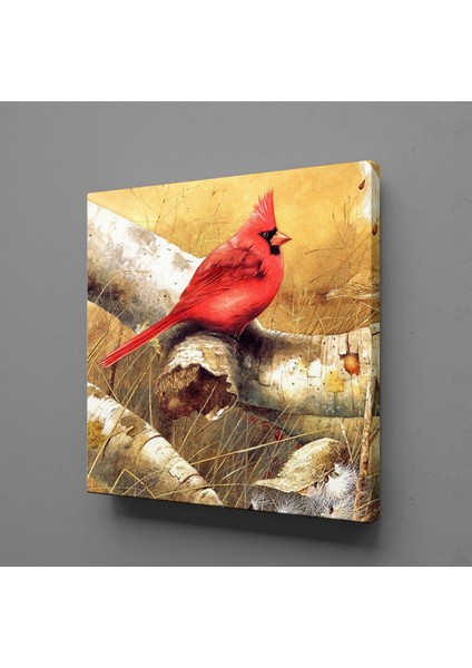 Kırmızı Kuş Kanvas Tablo 60X60CM