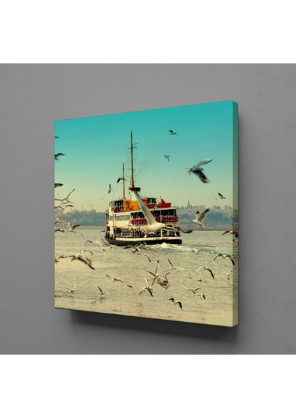 Tekne Martılar Kanvas Tablo 100X100CM