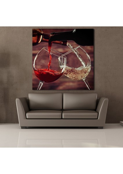 Kırmızı Beyaz Şarap Kanvas Tablo 60X60CM fiyatları