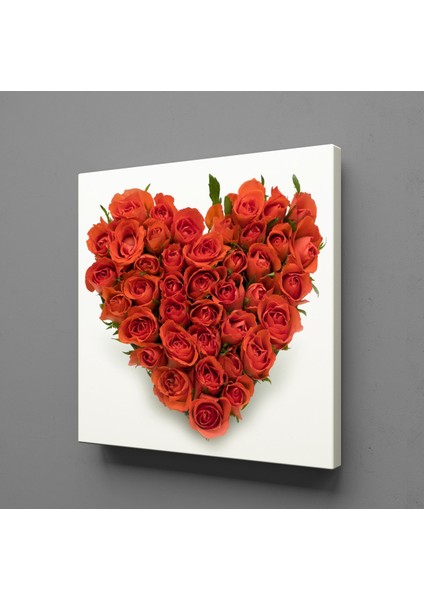 Güllerden Kalp Kanvas Tablo 50X50CM