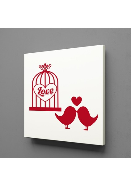 Kırmızı Kuş Kanvas Tablo 80X80CM