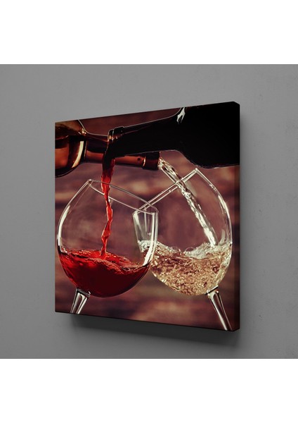 Kırmızı Beyaz Şarap Kanvas Tablo 80X80CM
