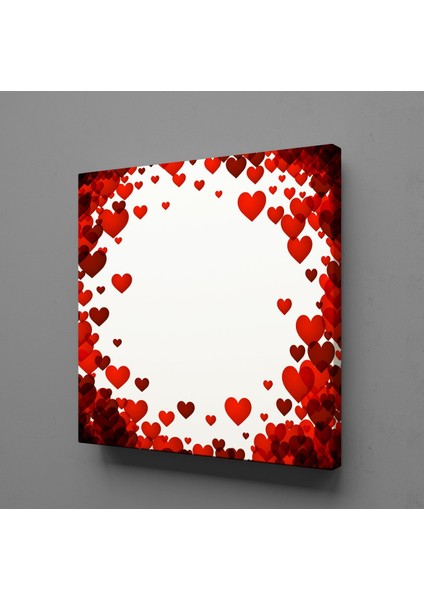 Çerçeve Şeklinde Kalpler Kanvas Tablo 70X70CM