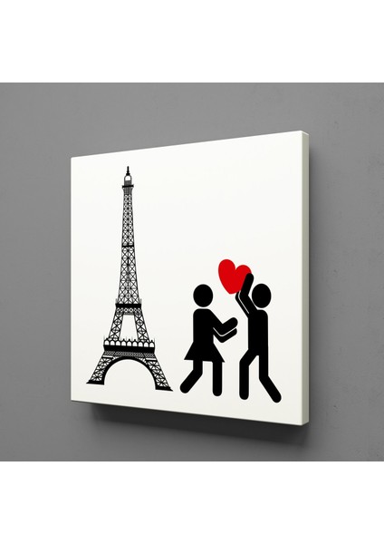 Eyfel Kulesi ve Sevgililer Kanvas Tablo 90X90CM