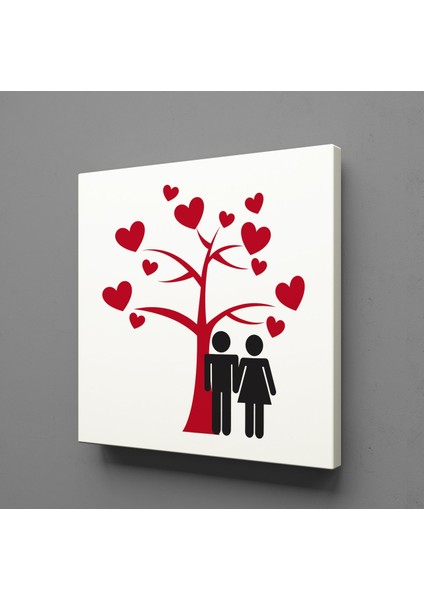 Kalpli Ağacın Yanında Sevgililer Kanvas Tablo 120X120CM