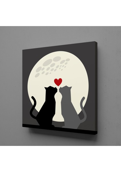 Iki Kedi Kanvas Tablo 70X70CM