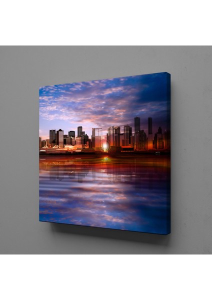 Gün Doğuşu ve Batışı Deniz Kanvas Tablo 90X90CM