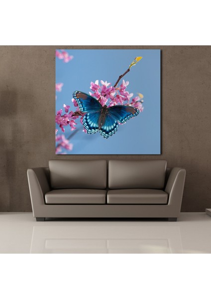 Mavi Kelebek Kanvas Tablo 100X100CM fiyatları