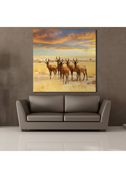 Geyikler Kanvas Tablo 110X110CM fiyatları