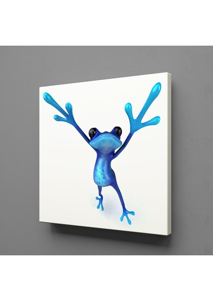 Mavi Kurbağa Kanvas Tablo 140X140CM