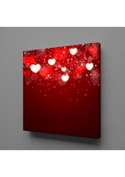 Işıklı Kalpler Kanvas Tablo 80X80CM