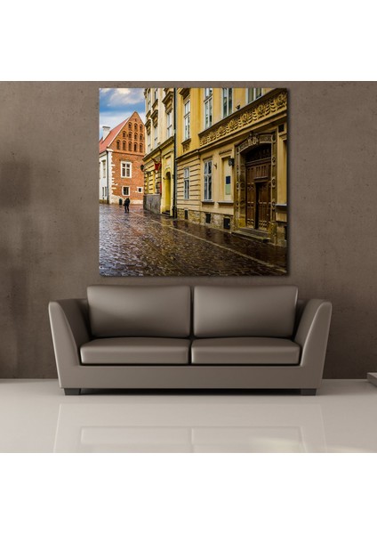Sarı Evler Kanvas Tablo 130X130CM