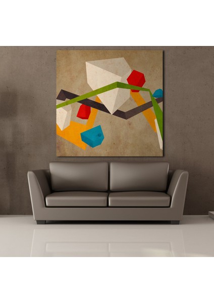 Renkli Geometrik Şekiller Kanvas Tablo 180X180CM