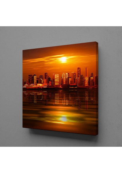 Gün Doğuşu ve Batışı Güneşin Denize Yansıması Kanvas Tablo 200X200CM