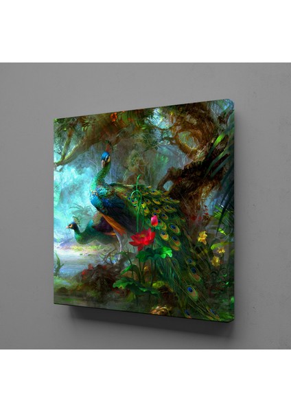 Yağlı Boya Tavuskuşu Kanvas Tablo 150X150CM