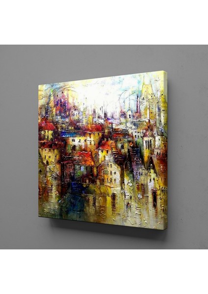 Renkli Evler Kanvas Tablo 25X25CM