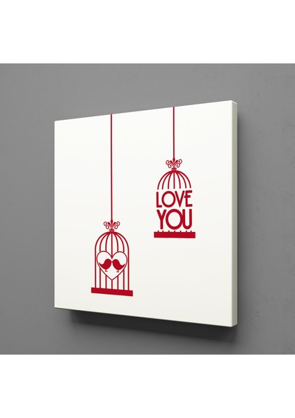 Kırmızı Kafesler Kanvas Tablo 180X180CM
