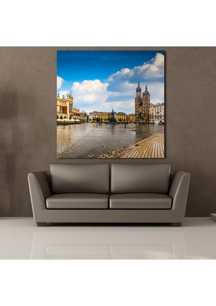 Kahverengi Binalar Kanvas Tablo 160X160CM