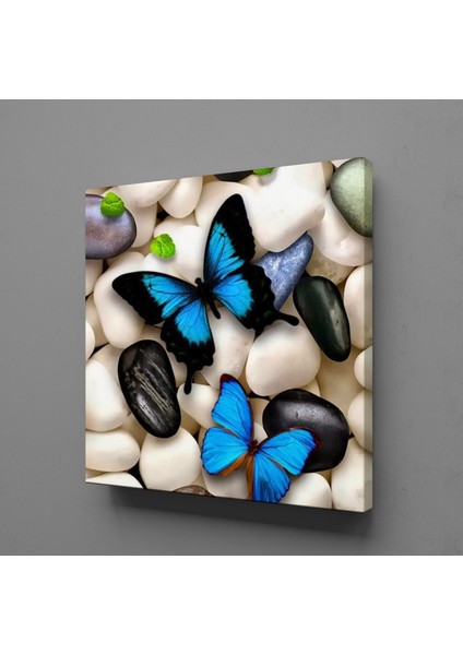 Mavi Kelebekler Kanvas Tablo 190X190CM